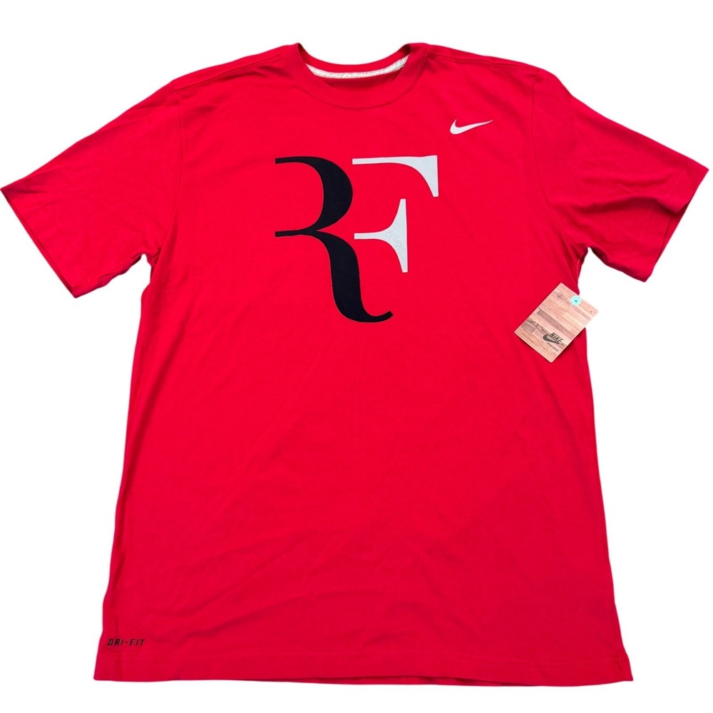 Nike Roger Federer RF Logo Dri-FIT Tennis Shirt Red Large 640660-608